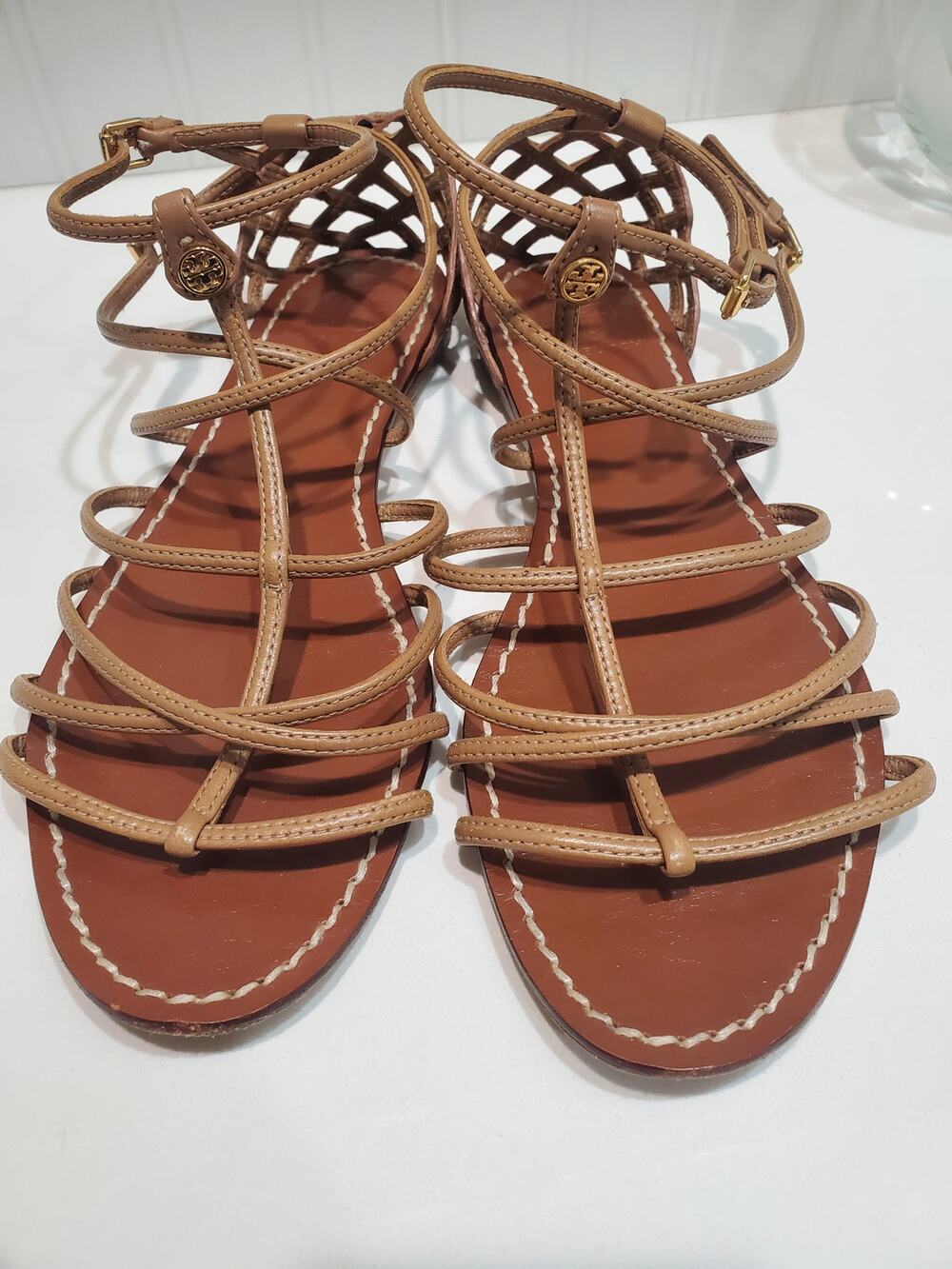 Tory Burch Brooke Flat Leather Sandals size 9.5